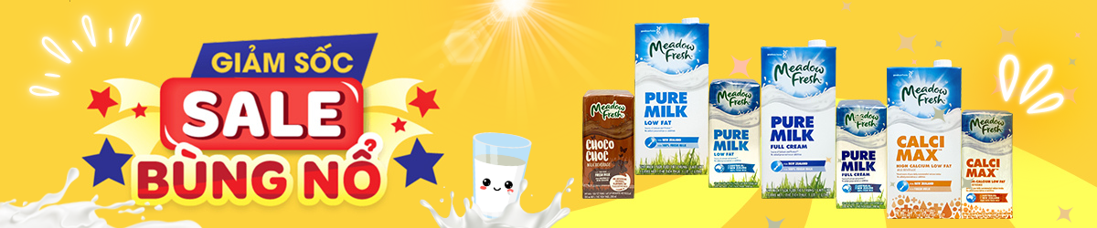Banner khuyến mãi giá sốc sữa Meadow Fresh