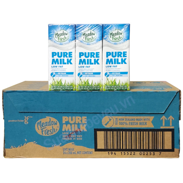 Sữa tươi Meadow Fresh New Zealand Ít béo hộp 200ml